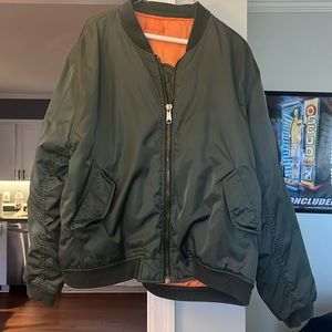 Men’s Green Reversible Bomber Jacket -SEI - XL